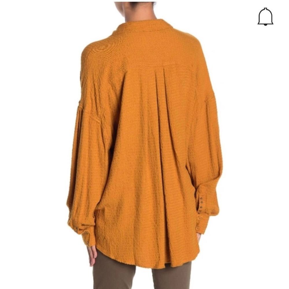 Free People Oversized Button-Down Shirt in Mustard - Picture 2 of 12